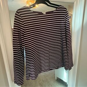J.Crew Plum and Cream Striped Shirt